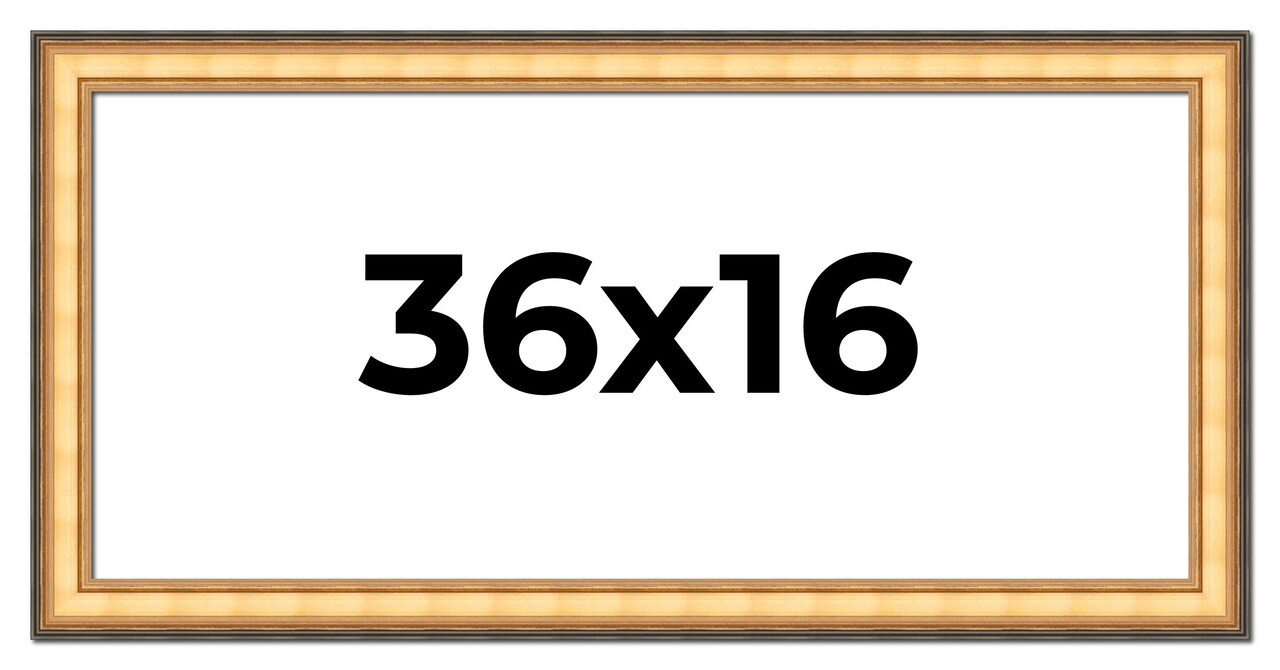 Panoramic Traditional Gold Picture Frame - UV Acrylic, Foam Board Backing, Hanging Hardware